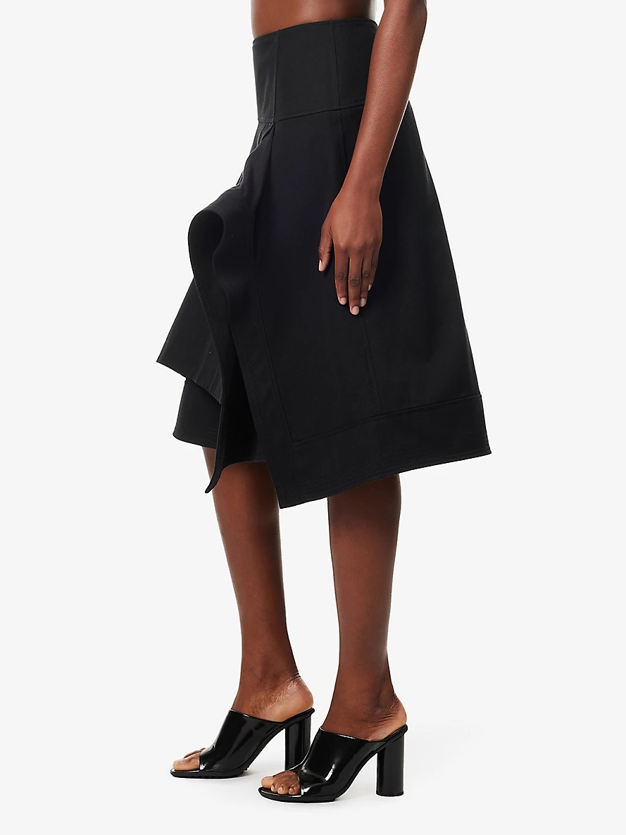 Double-layer regular-fit cotton midi skirt - 3