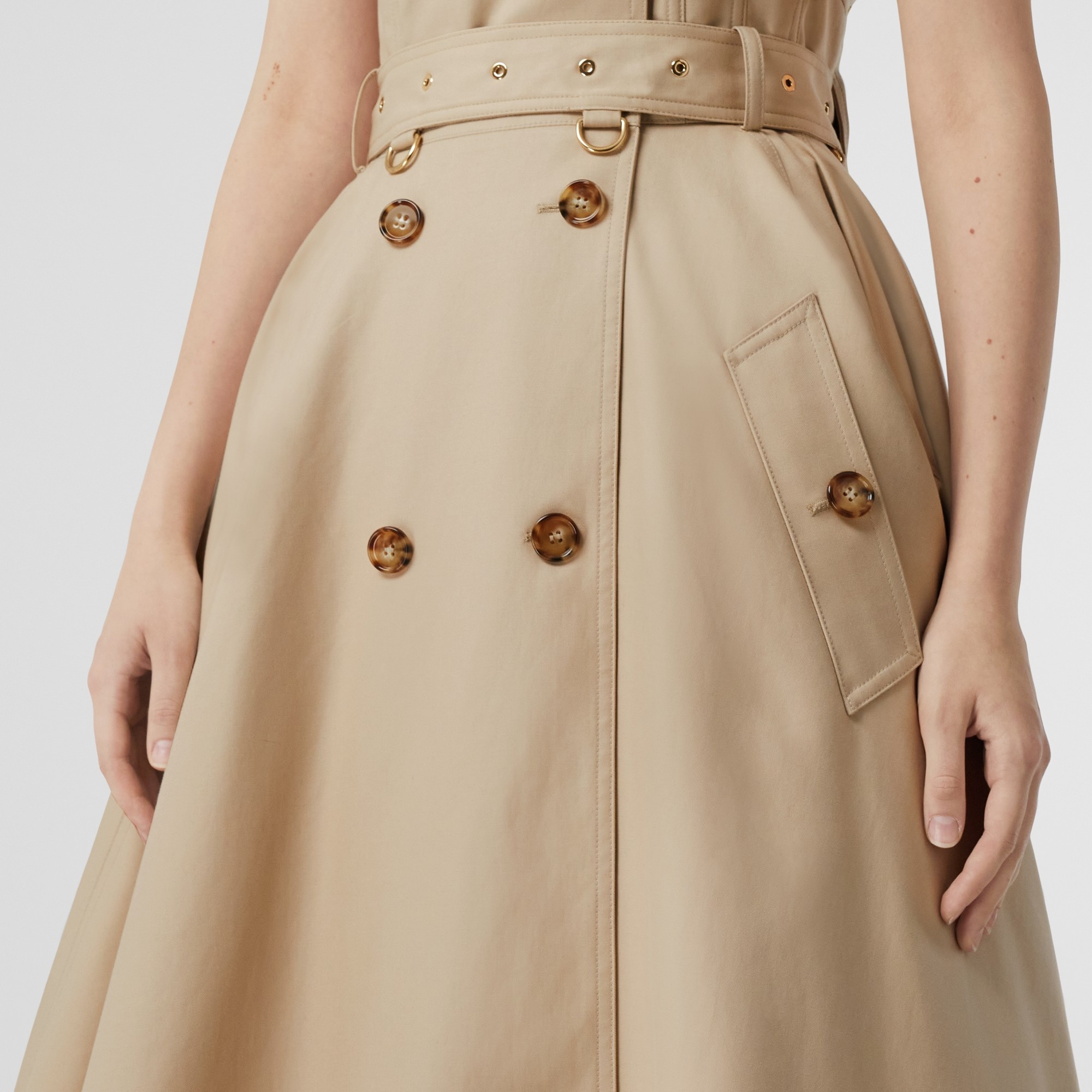 Cotton Gabardine Belted Trench Gown - 5