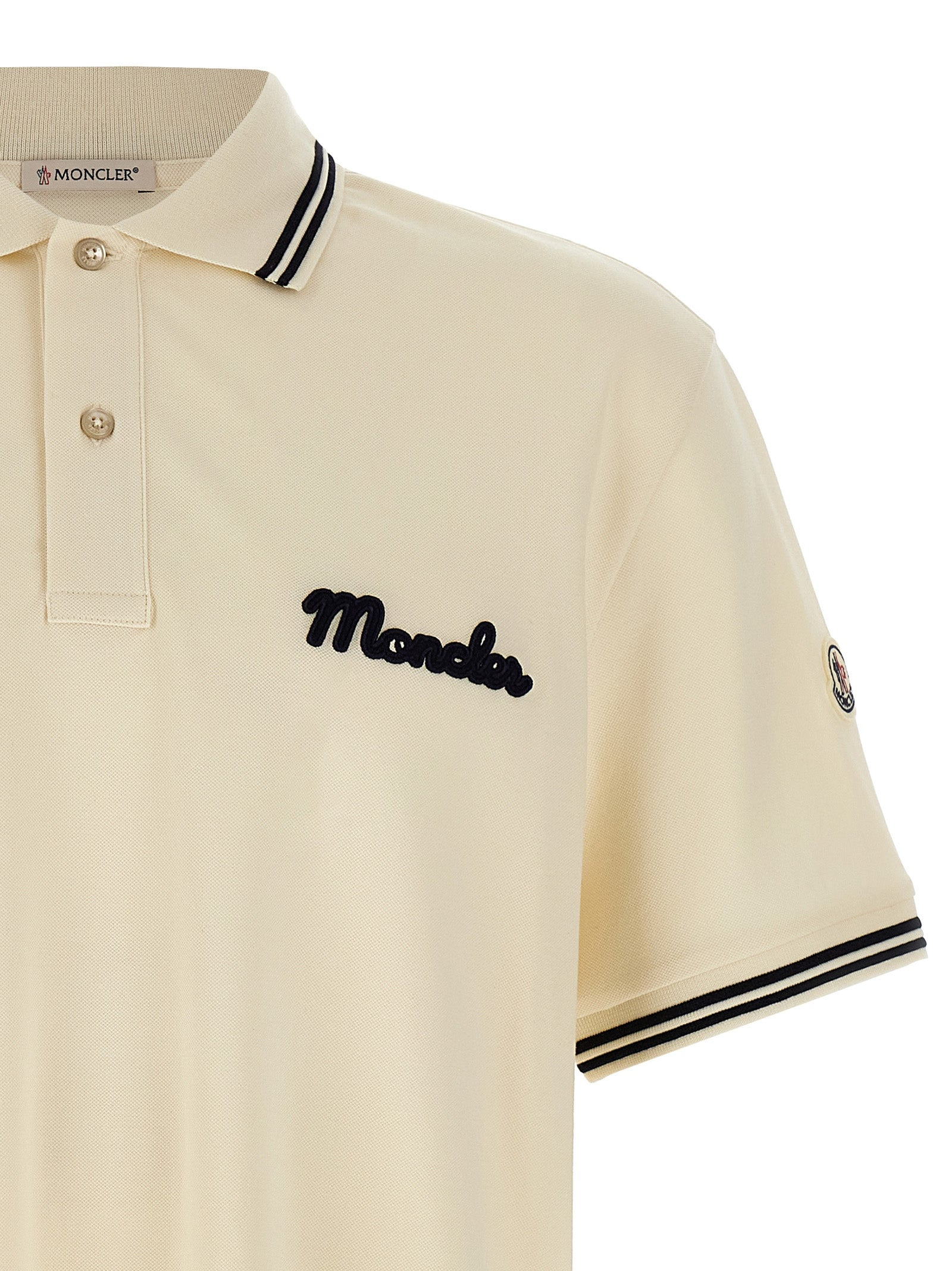 Logo Embroidery Shirt Polo Beige - 3