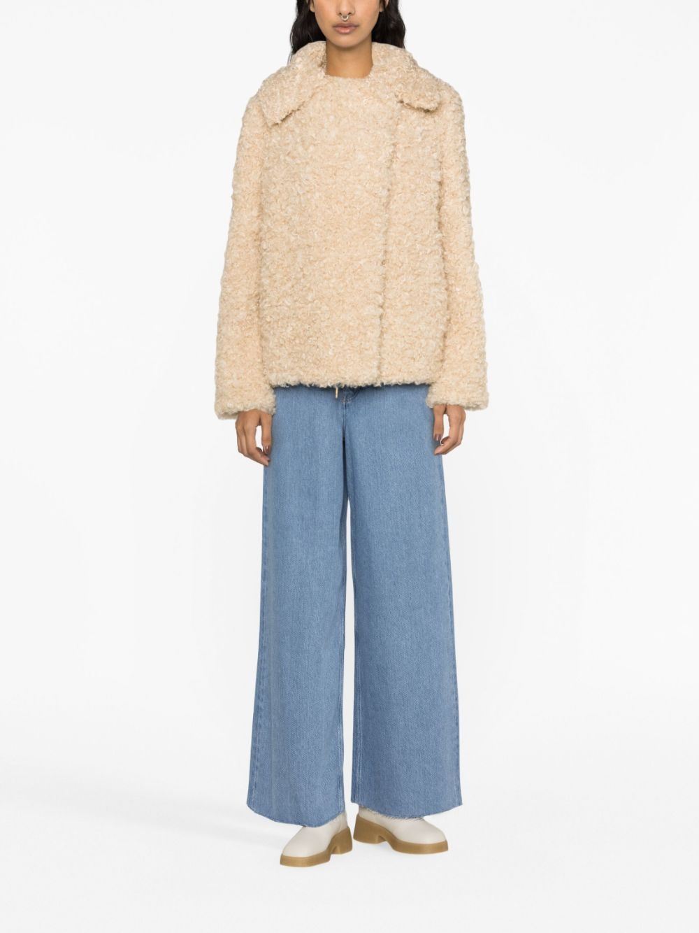 Teddy fur-design oversized coat - 2