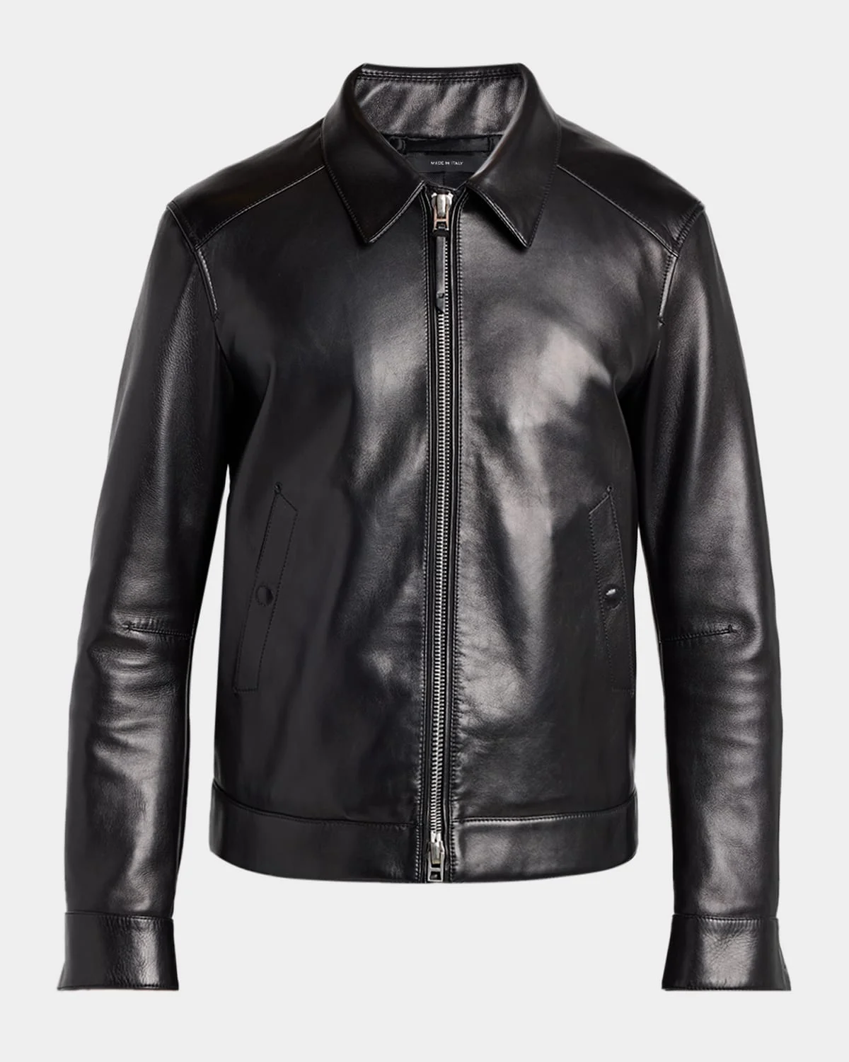 Men's Full-Zip Grained Leather Jacket - 1