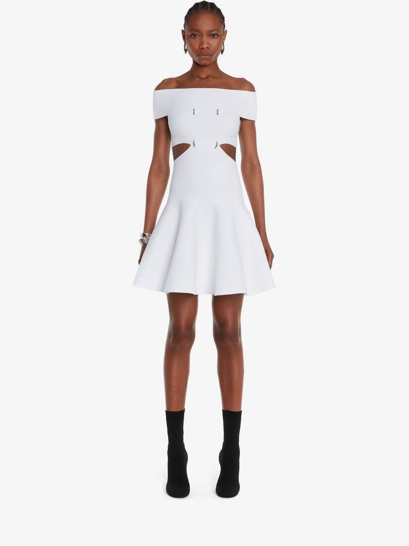 Women's Off-the-shoulder Slashed Mini Dress in Optic White - 2