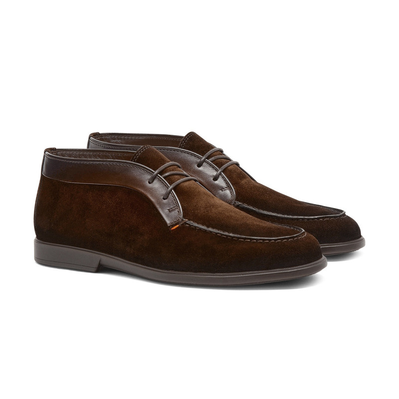 Men's dark brown suede and leather desert boot 3