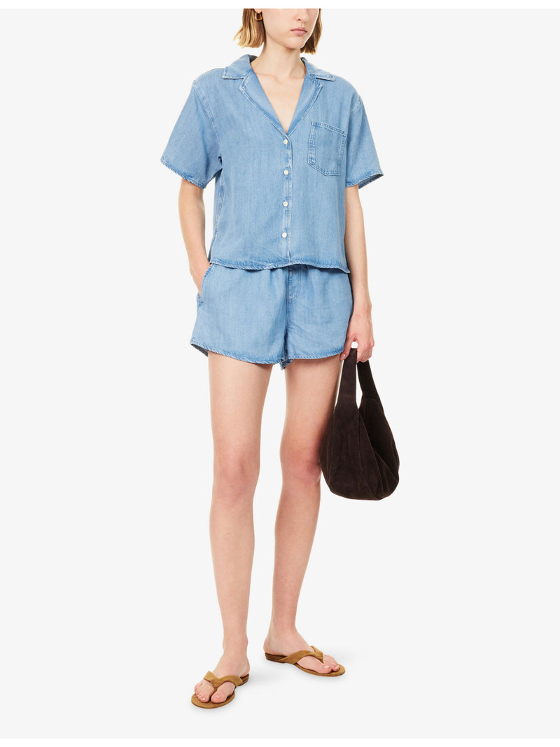GOOD AMERICAN Short-Sleeve Camp-Collar Denim Shirt outlook