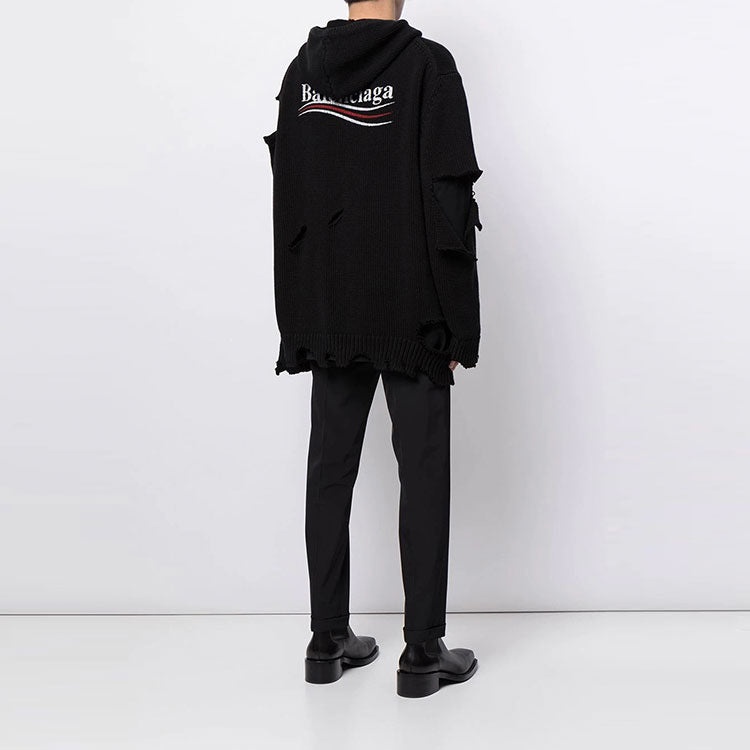 Balenciaga Political Campaign Destroyed Hoodie 'Black' 662718T32121069 - 5