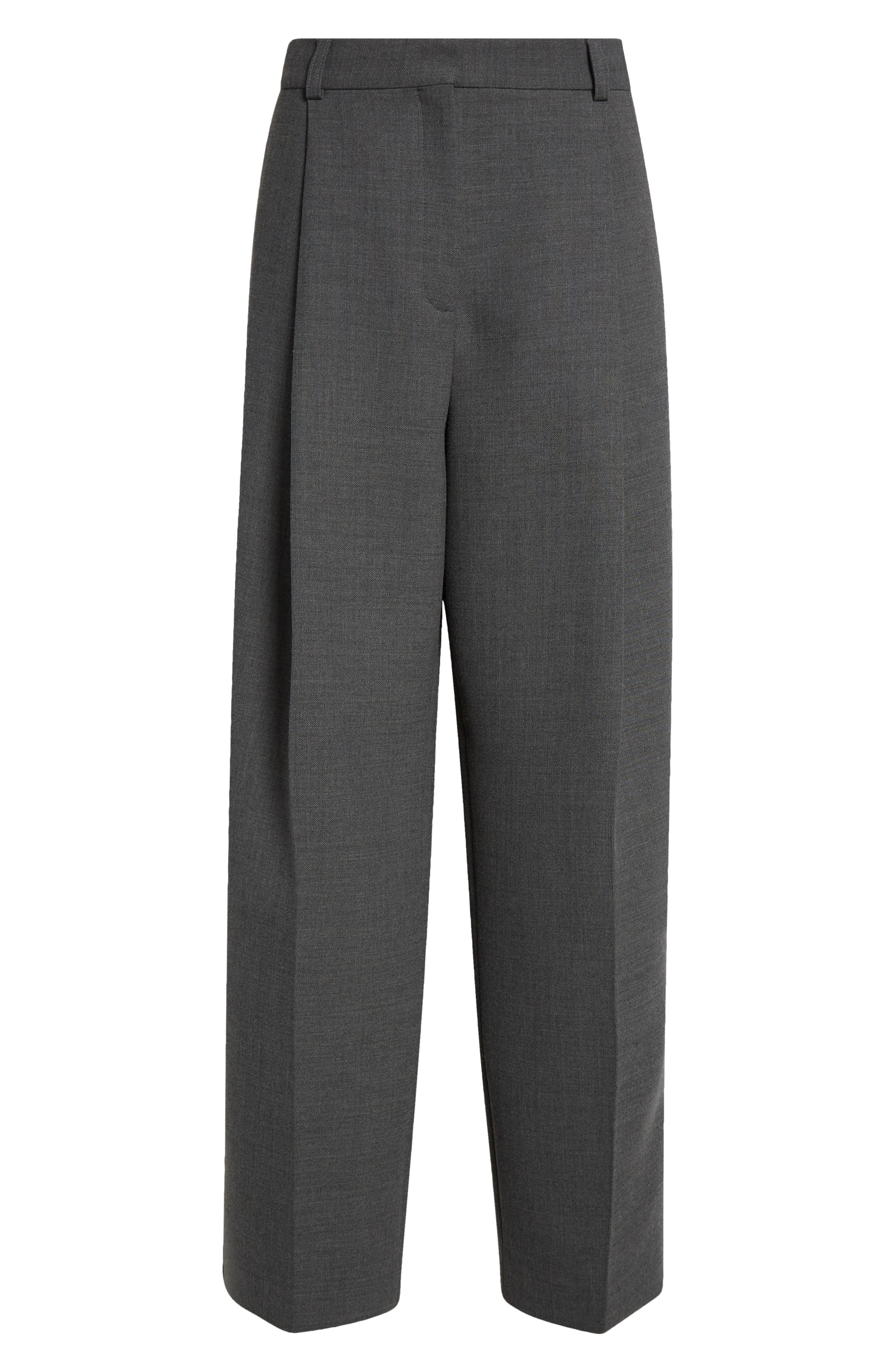 TOTEME Pleated Straight Leg Pants in Grey Melange at Nordstrom - 6