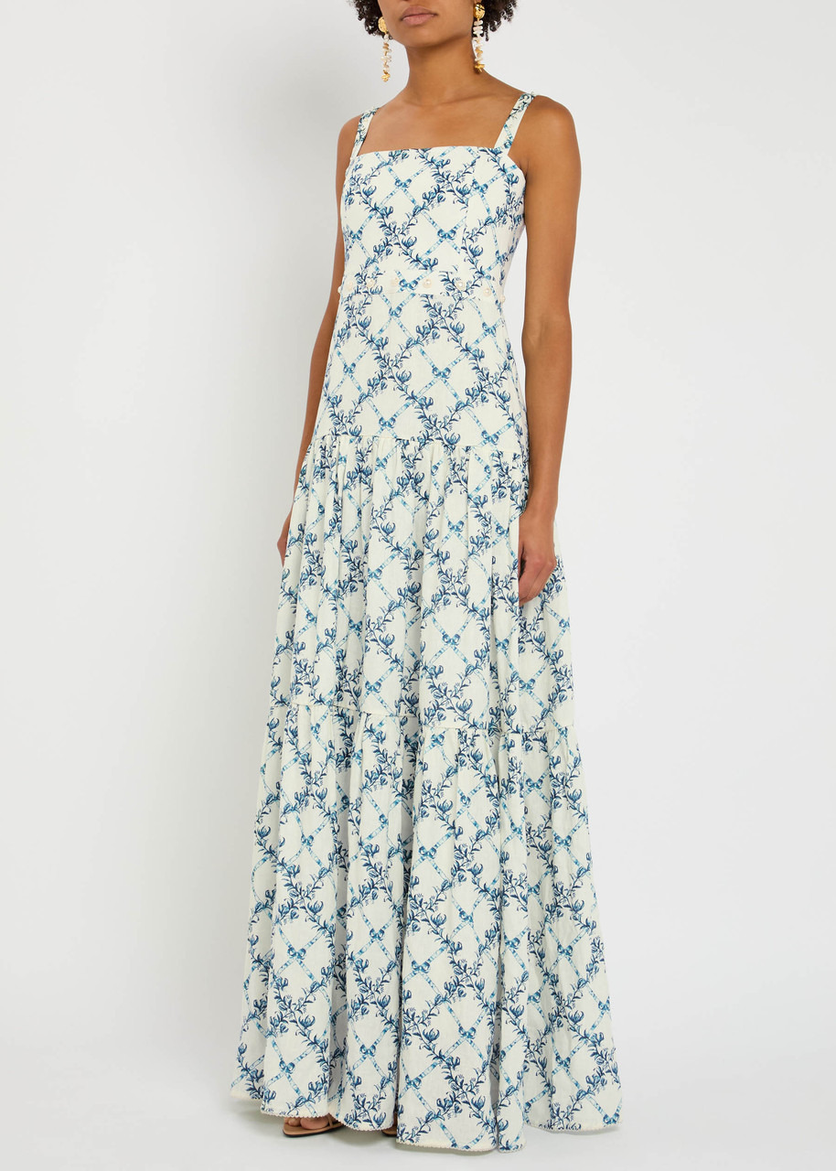 Agua BY Agua Bendita Lima Gloriosa Printed Linen Maxi Dress - 2