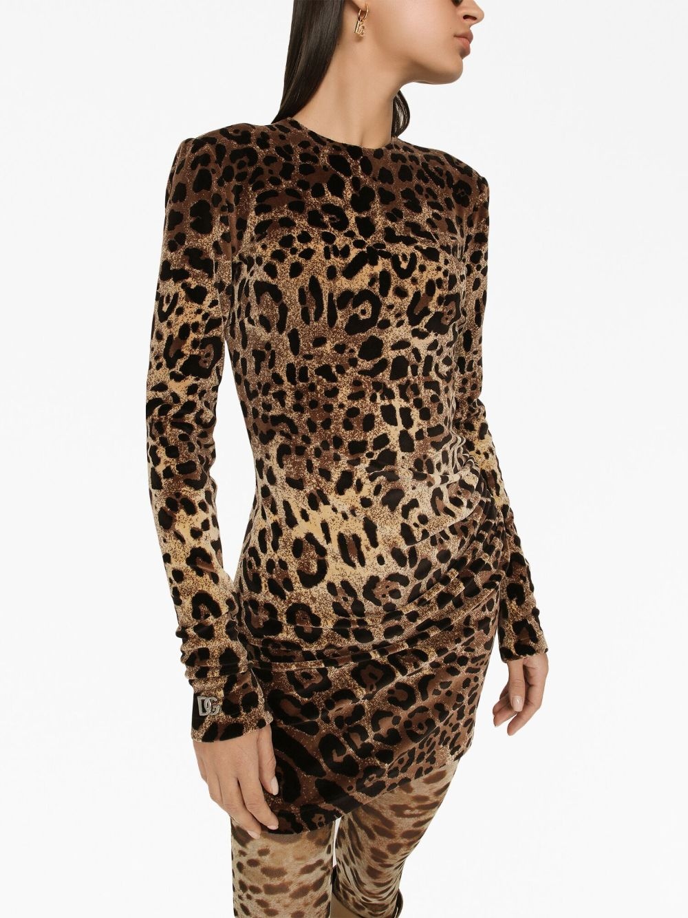 logo-plaque leopard-print dress - 5