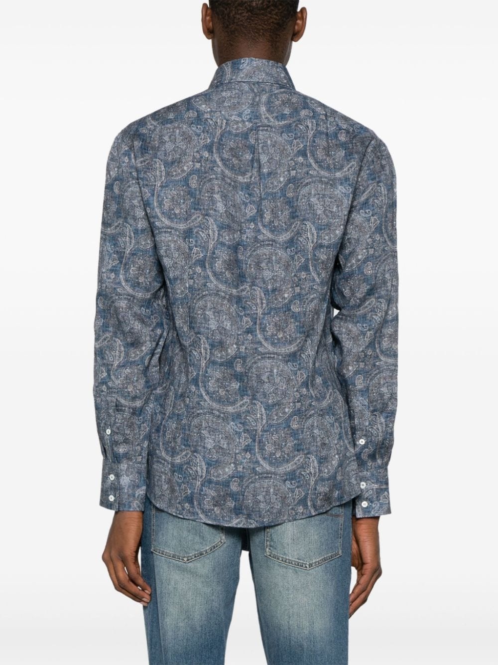 paisley-print linen shirt - 4