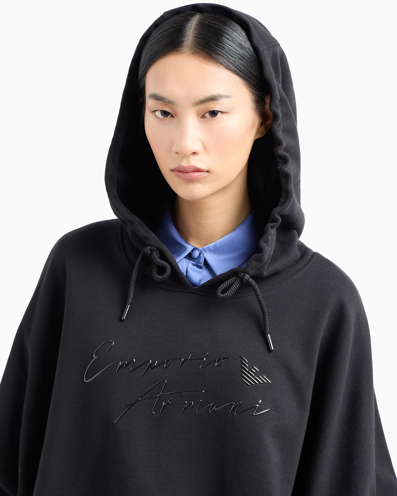 ASV hooded sweatshirt with shiny rubberised logo in organic French terry - 5