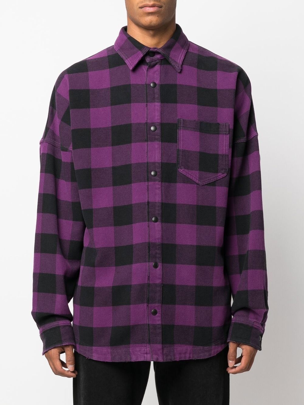 logo-print checked shirt - 3