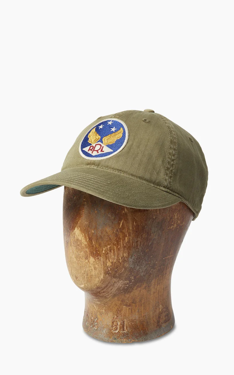 RRL WINGED-LOGO BASEBALL CAP GARMENT-DYED BREWSTER GREEN - 1