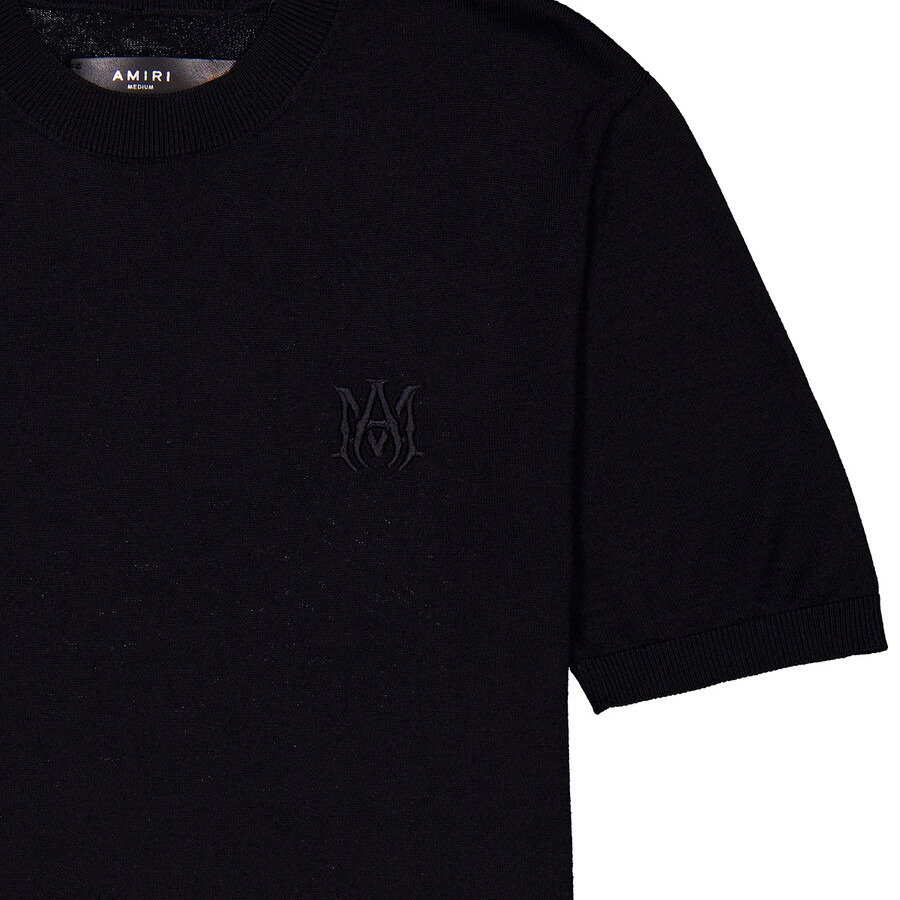 Amiri Men's Black MA Wool Silk Logo Tee - 2