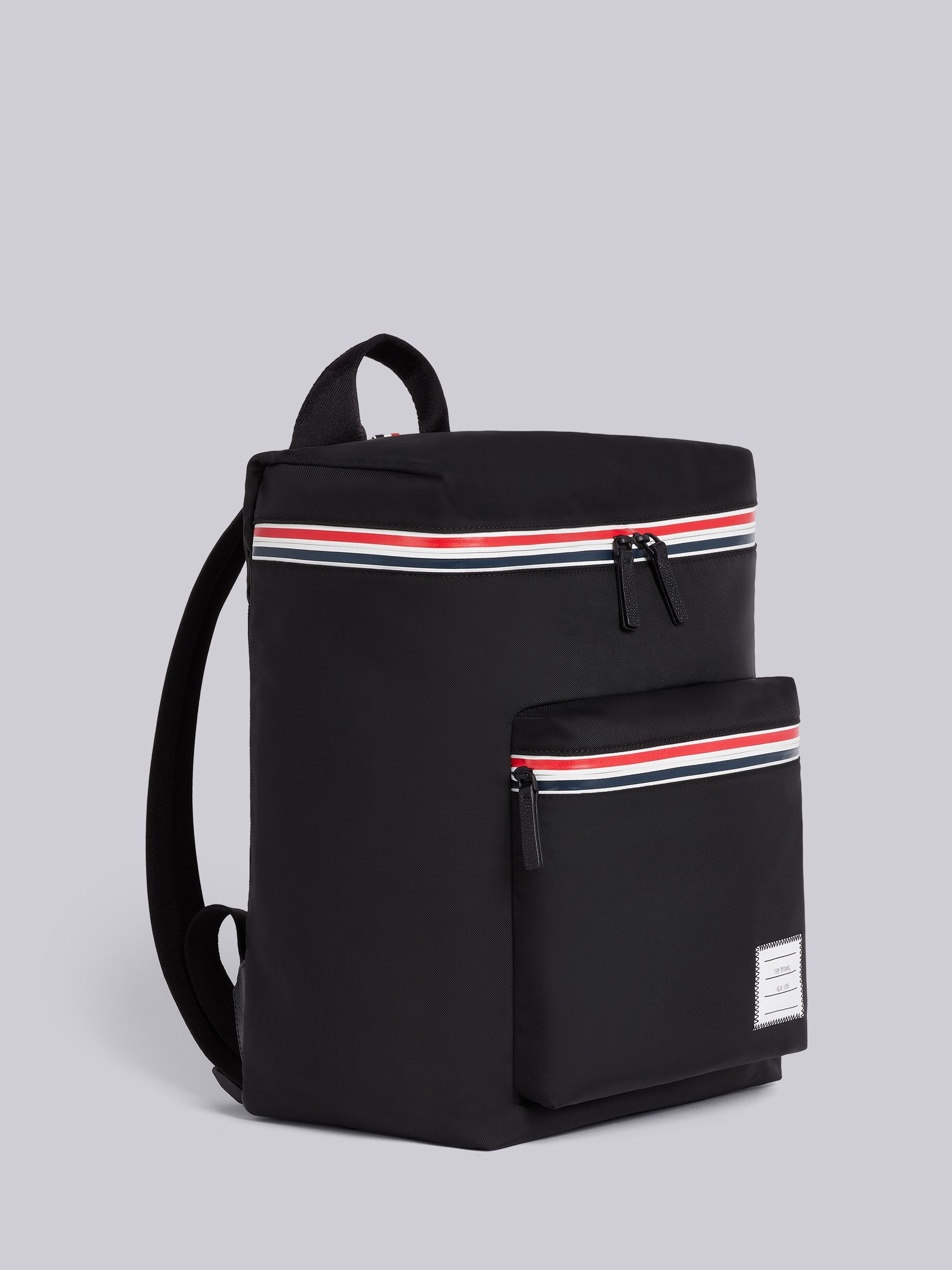 Black Nylon Tricolor Zipper Backpack - 4