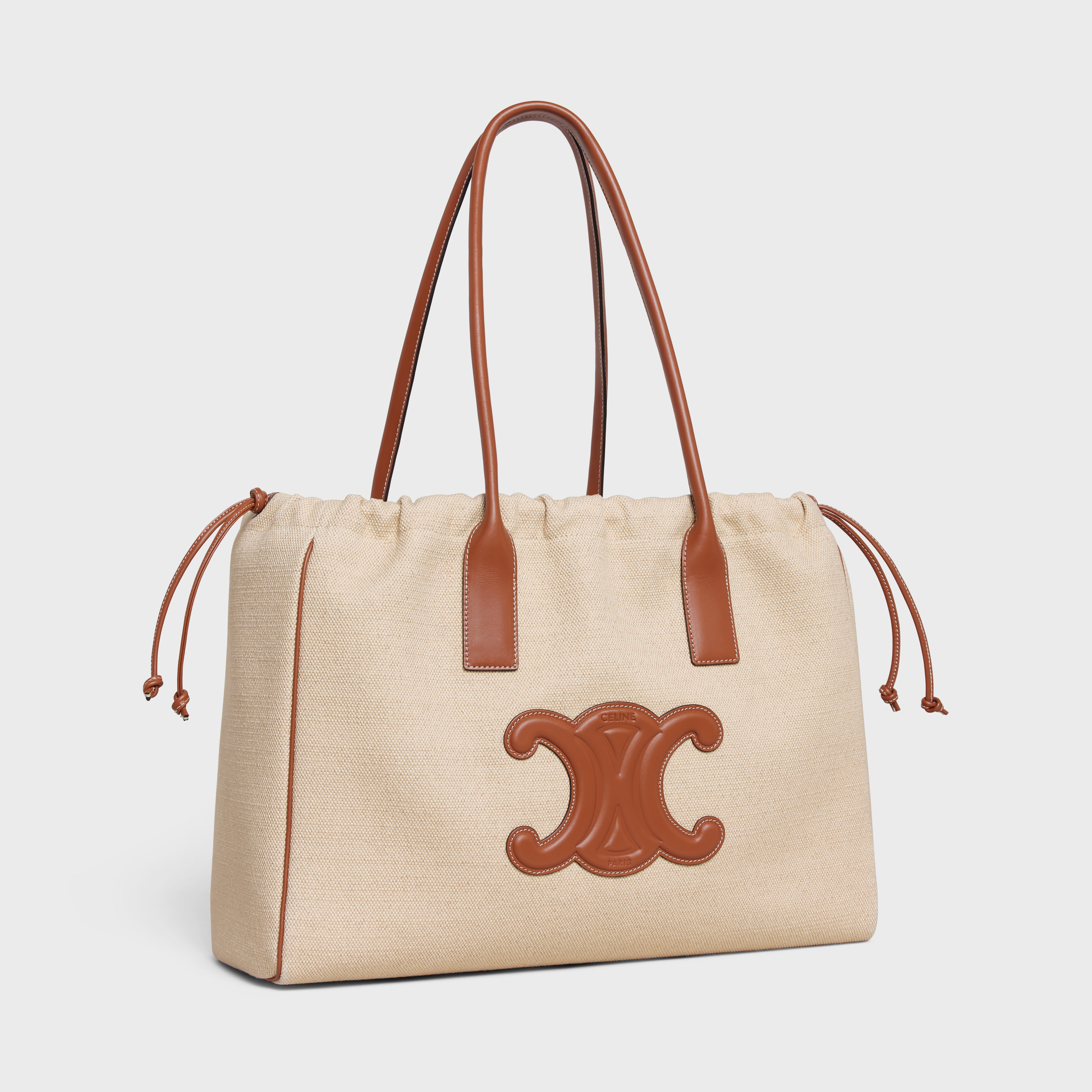 cabas drawstring cuir triomphe in TEXTILE AND CALFSKIN - 2