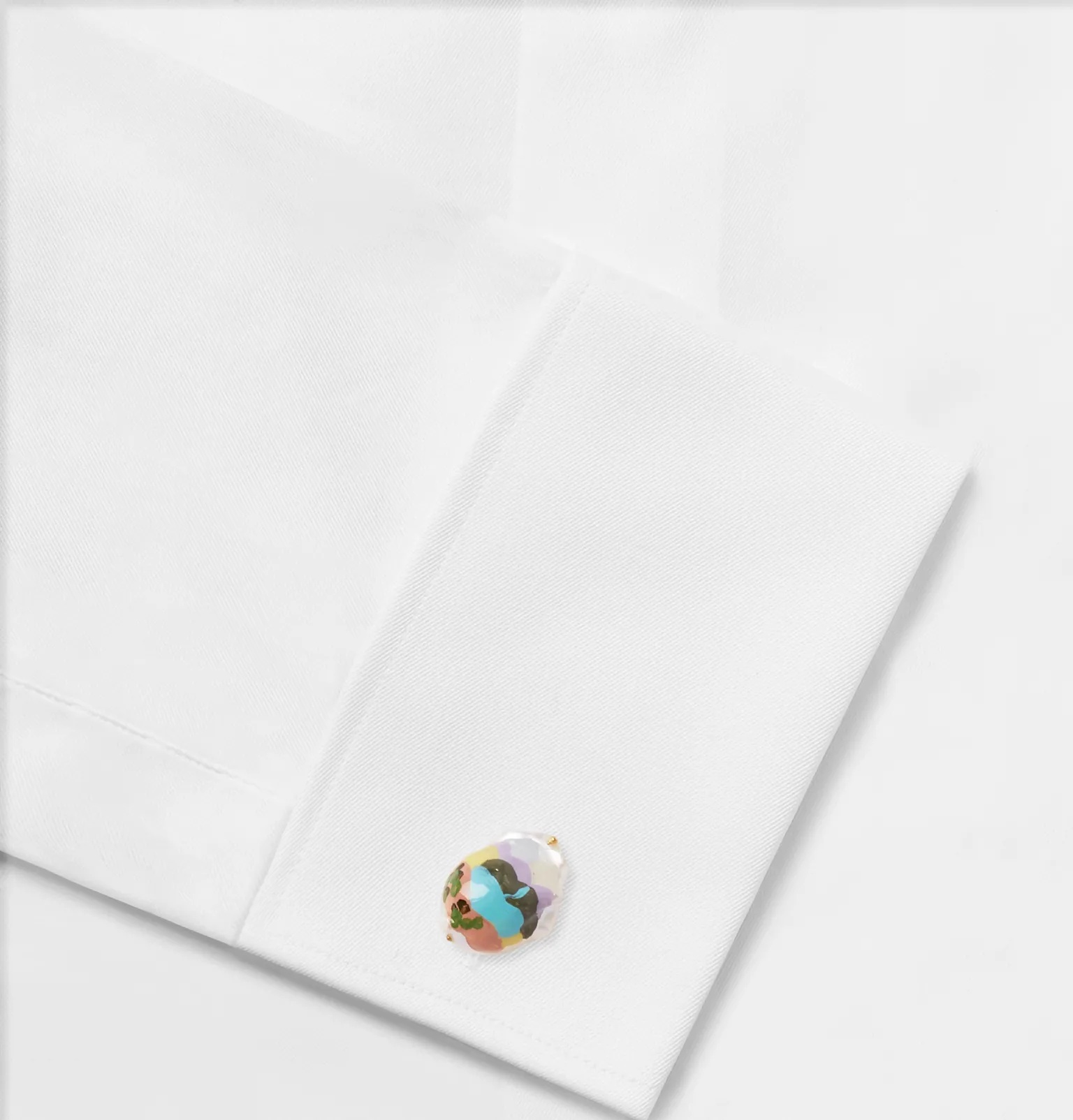 Painted Mother-of-Pearl Gold-Tone Cufflinks - 2