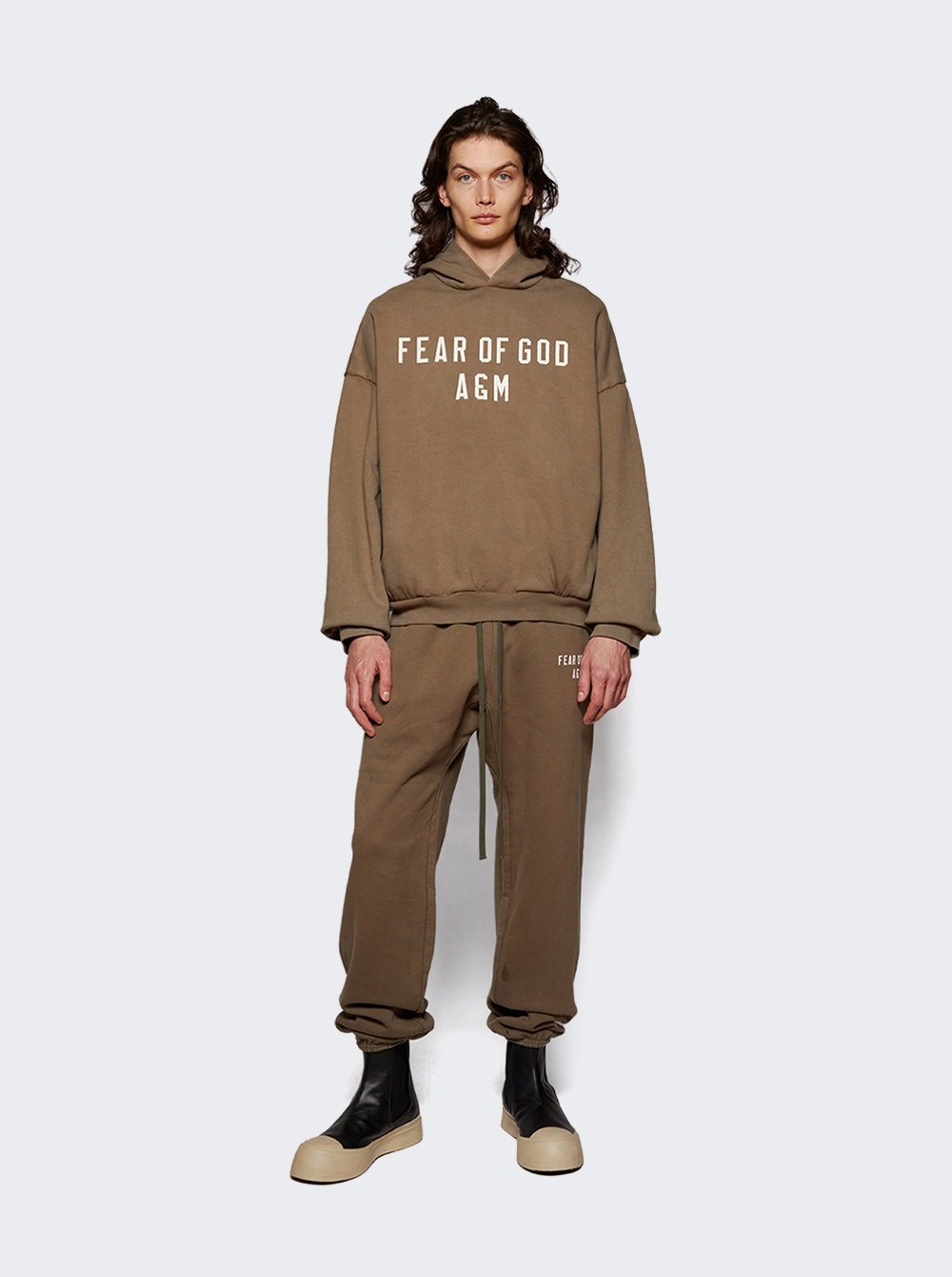 ESSENTIALS Heavy Fleece Hoodie Military | thewebster