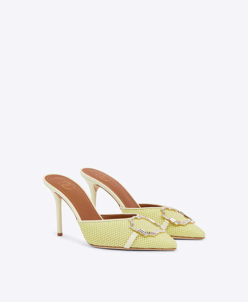 Missy 85 - Yellow Mesh Heeled Mules 3