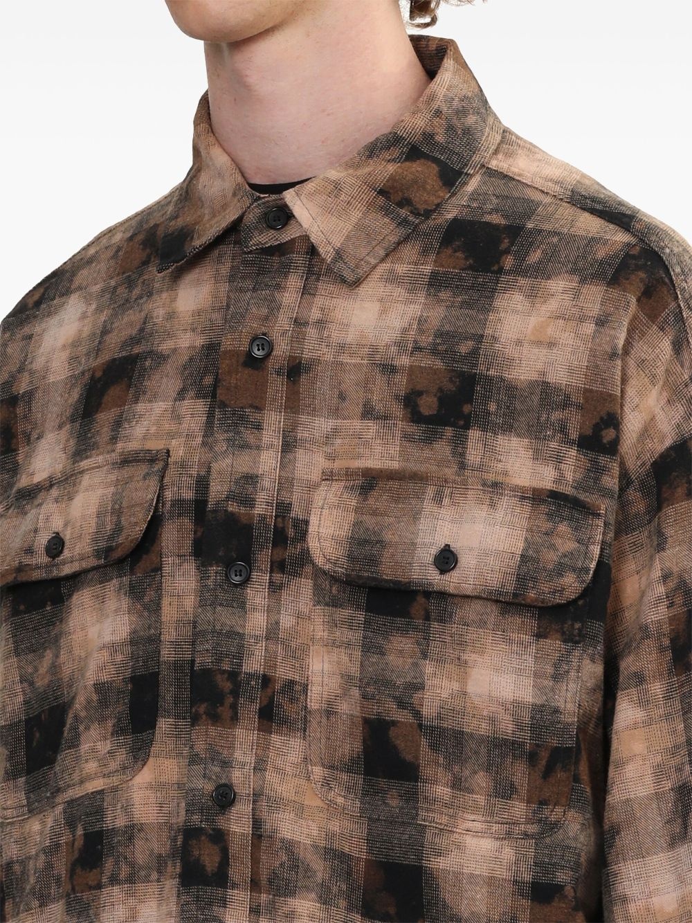 logo-print checked shirt - 5
