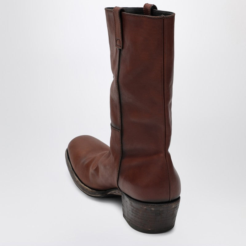Prada Antiqued Leather Ankle Boots In Cocoa Color Men - 2