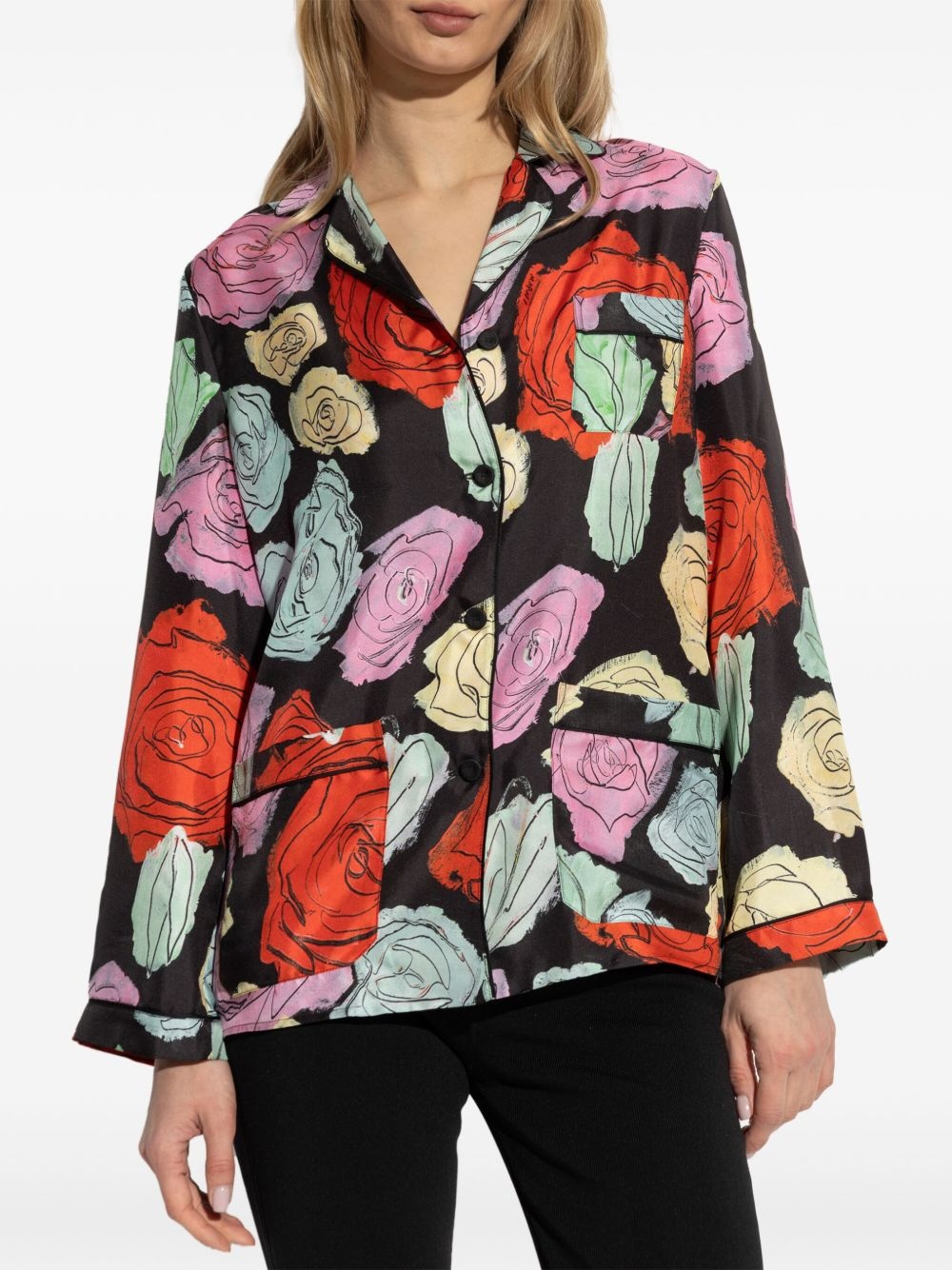 floral-motif shirt - 3