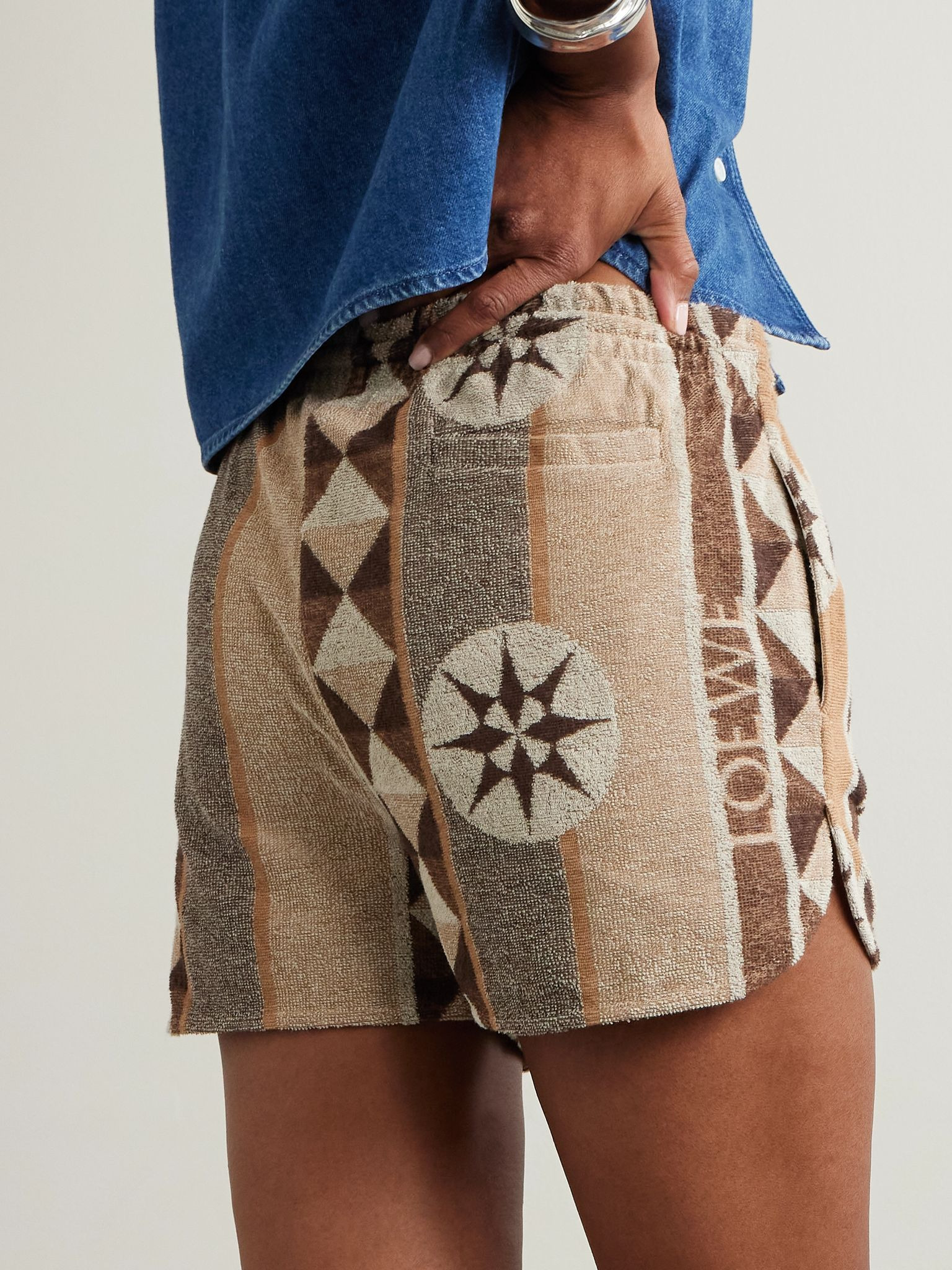 + Paula's Ibiza jacquard-woven cotton-blend terry shorts Beige - 3