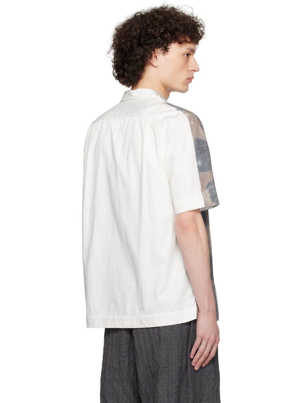 Brown & White Hand-Dyed Floral Shirt - 3