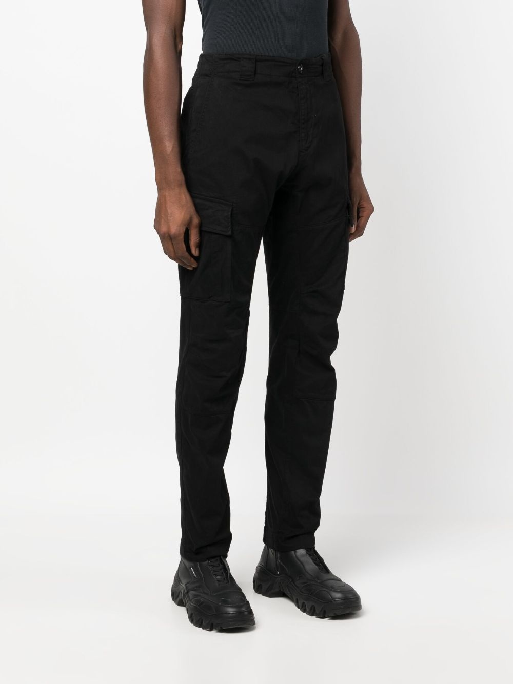 logo-plaque tapered-leg trousers - 3