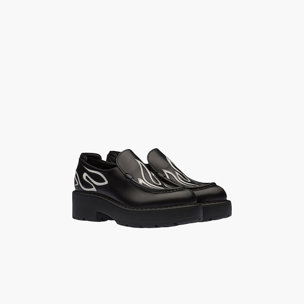 Decorated leather loafers - 3