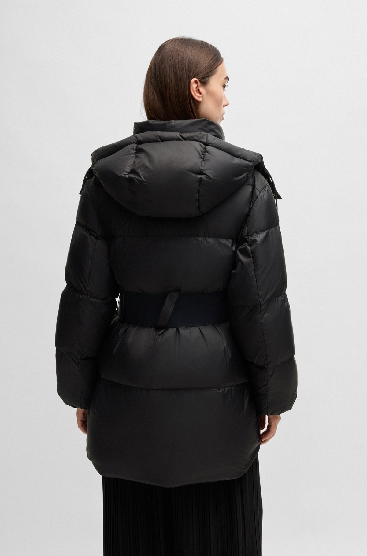 DETACHABLE-HOOD PADDED JACKET WITH REMOVABLE LOGO BELT - 4