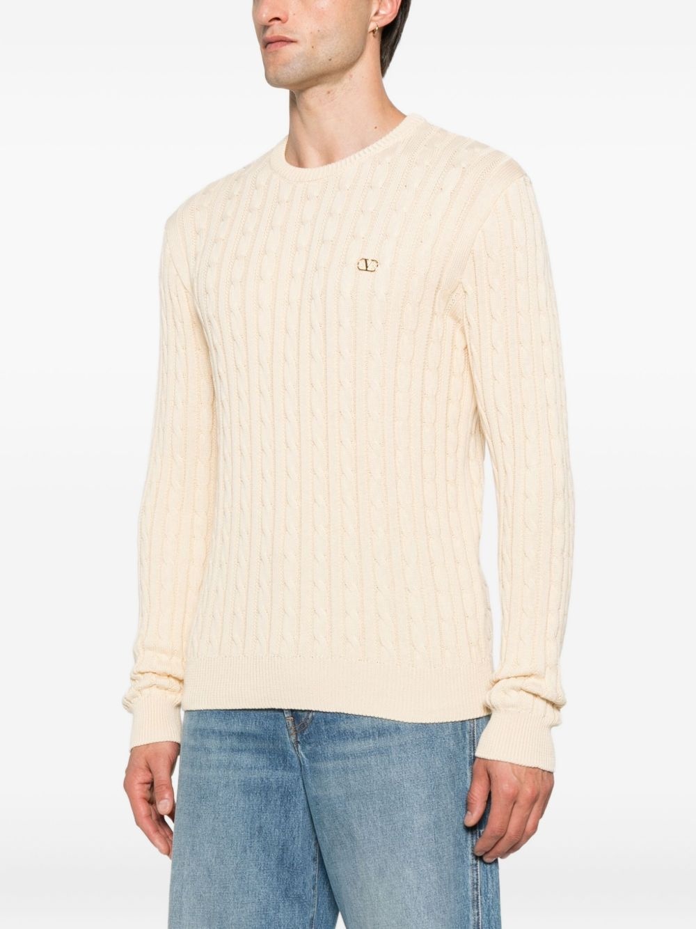 VLogo cable-knit sweater - 3