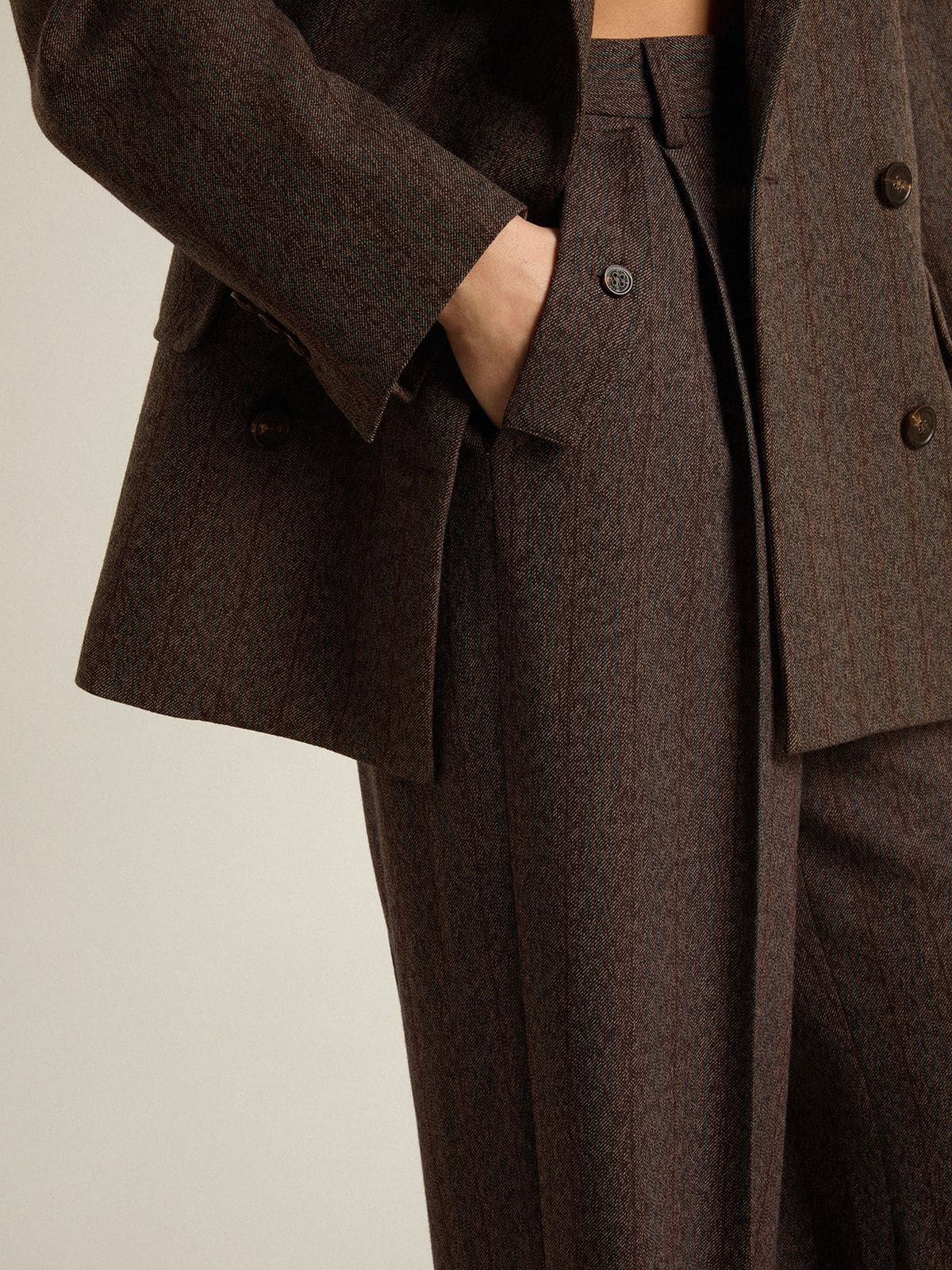 Women's brown virgin wool pants - 5
