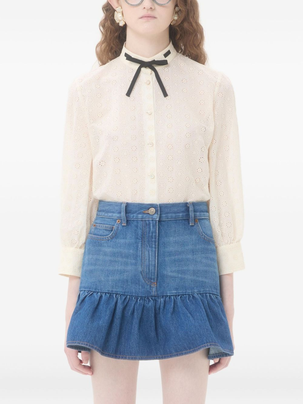 embroidered button-up shirt - 3