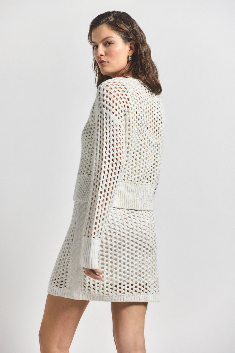 DEREK LAM 10 CROSBY SYVIE CROCHET SEQUIN CARDIGAN outlook
