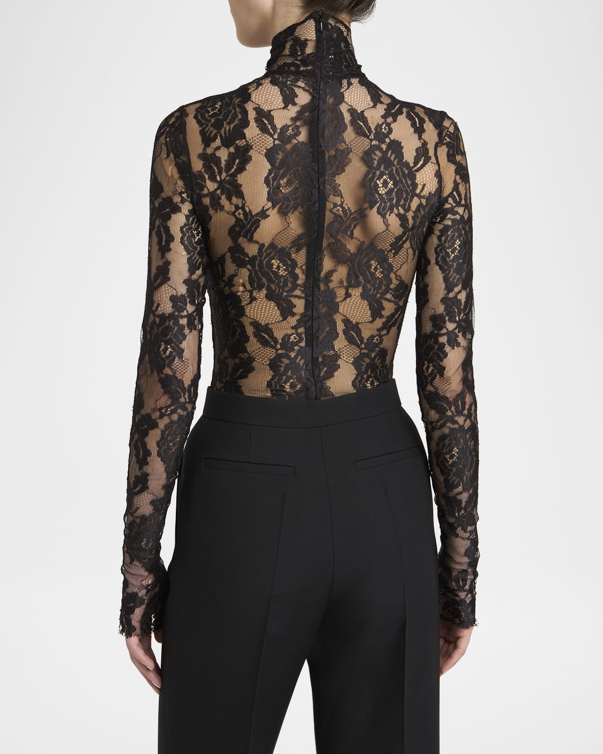 Turtleneck Long-Sleeve Lace Bodysuit - 3