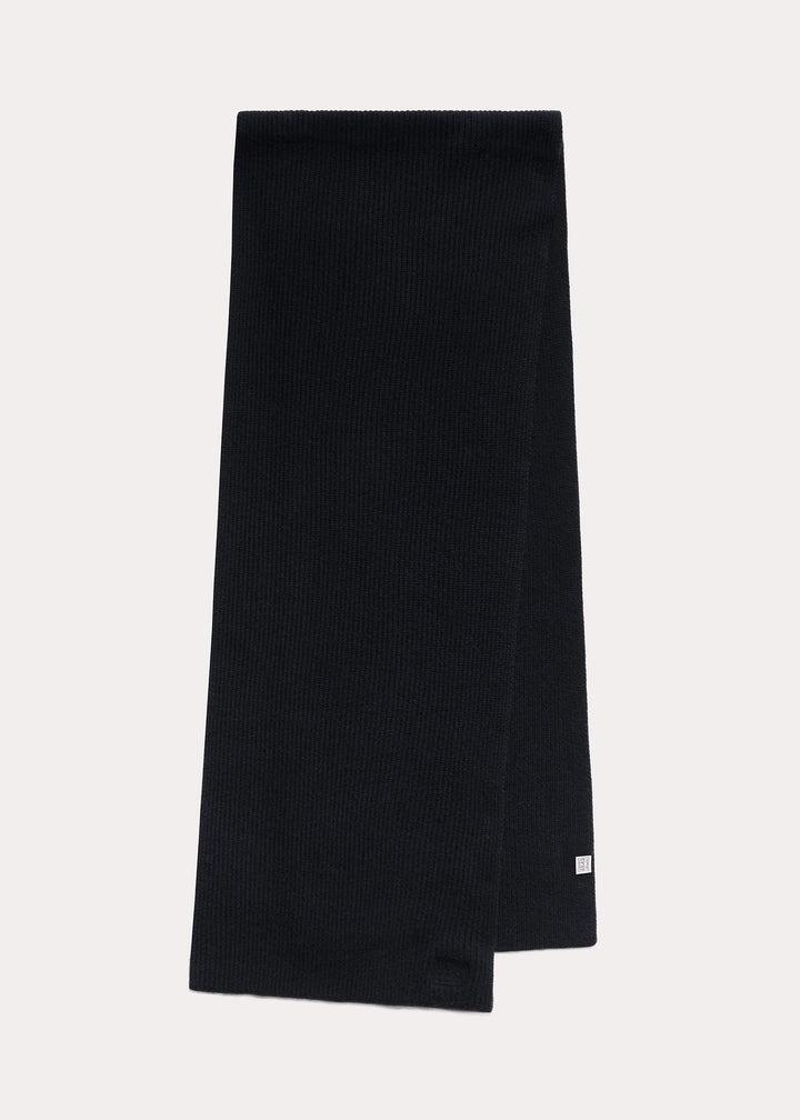 Embroidered monogram wool cashmere scarf black - 1