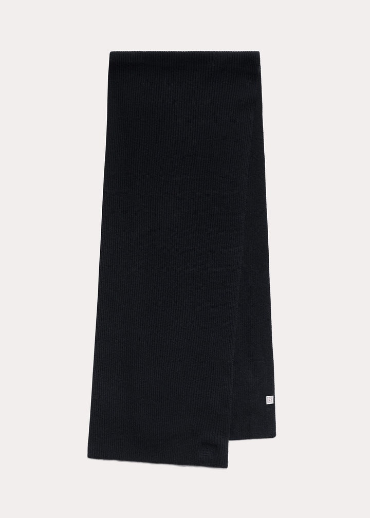 Embroidered monogram wool cashmere scarf black - 1