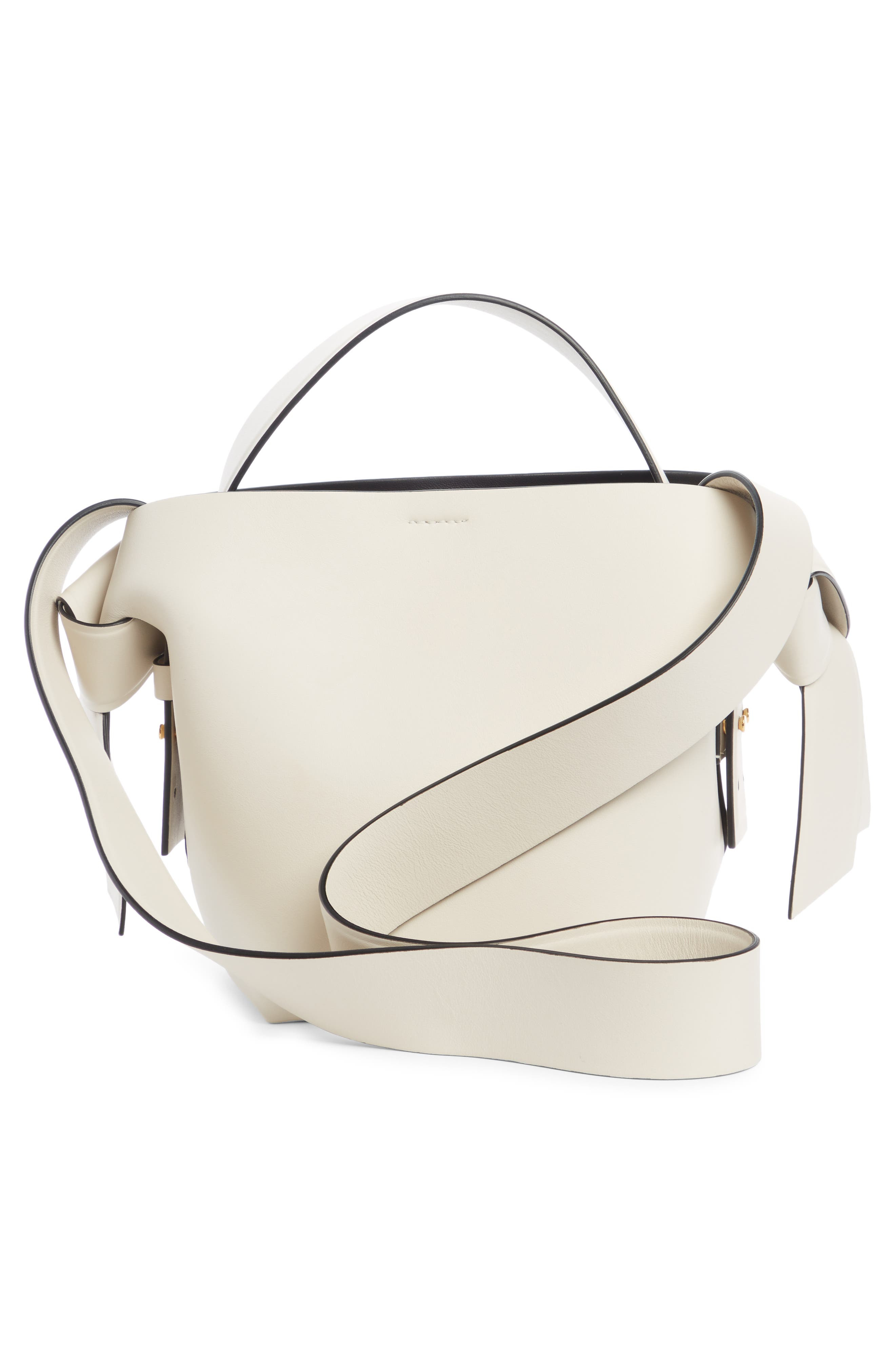 Acne Studios Mini Musubi Leather Top Handle Bag in White/Black at Nordstrom - 3
