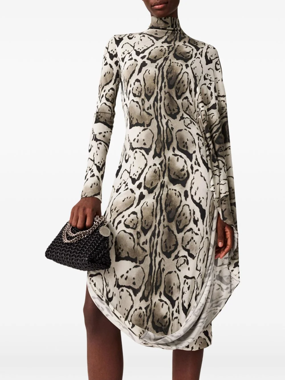 draped leopard-print midi dress - 1