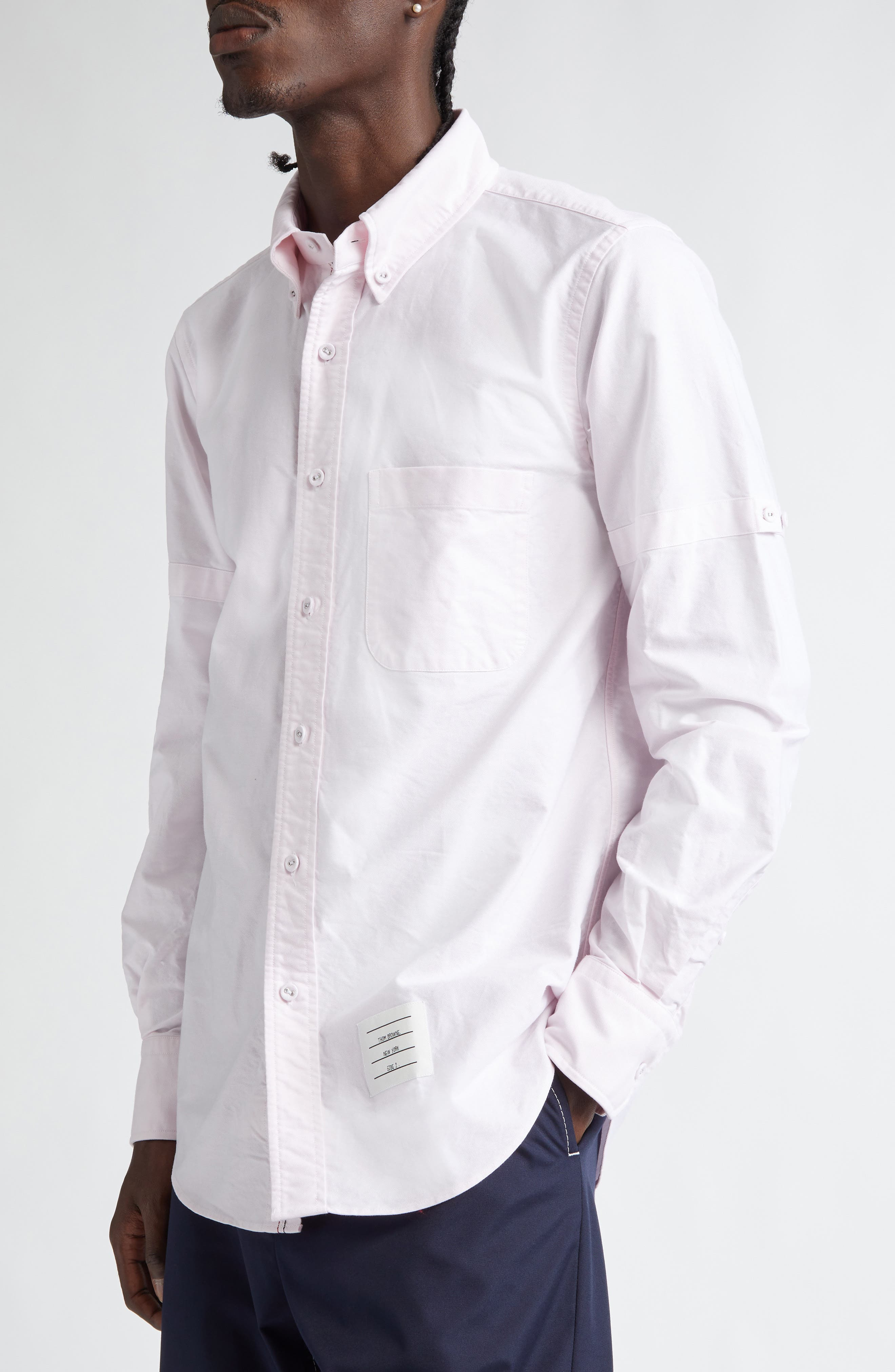 Thom Browne Straight Fit Cotton Oxford Button-Down Shirt in Light Pink at Nordstrom - 4
