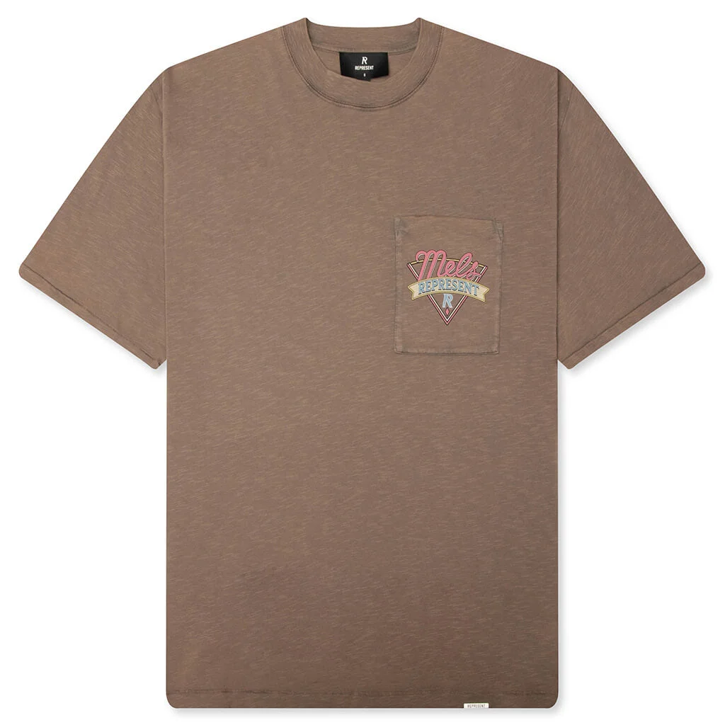 REPRESENT X MEL'S DINER T-SHIRT - DUSTY BROWN - 1
