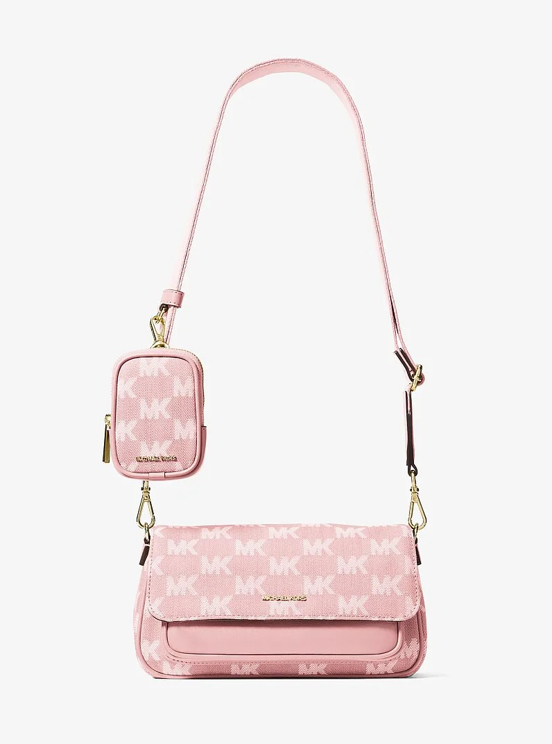 Jet Set Travel Small Logo Jacquard Denim Crossbody Bag With Pouch - 1