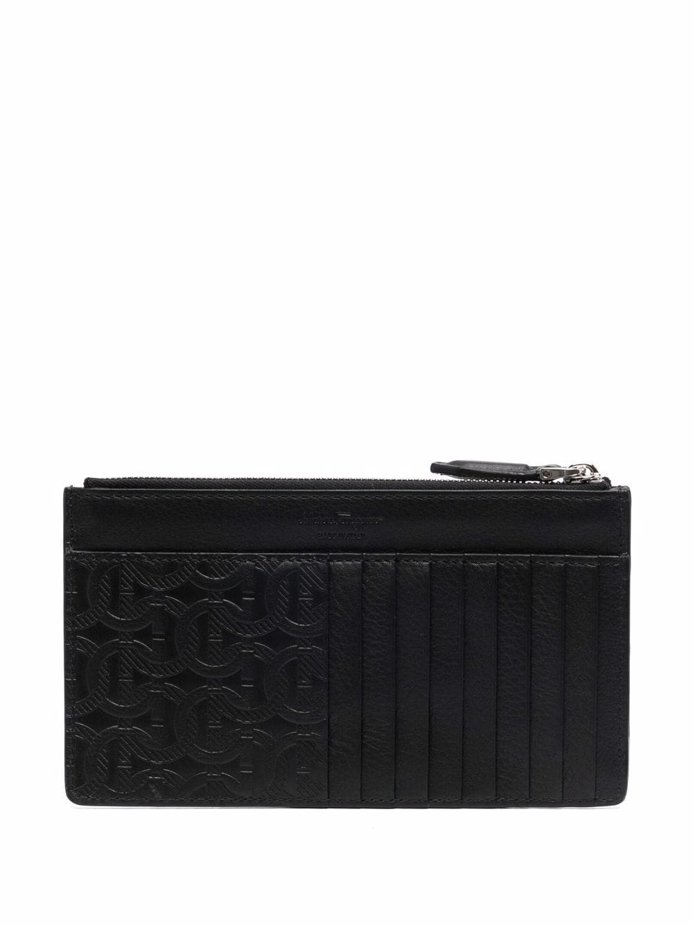 Gancini embossed leather cardholder - 1