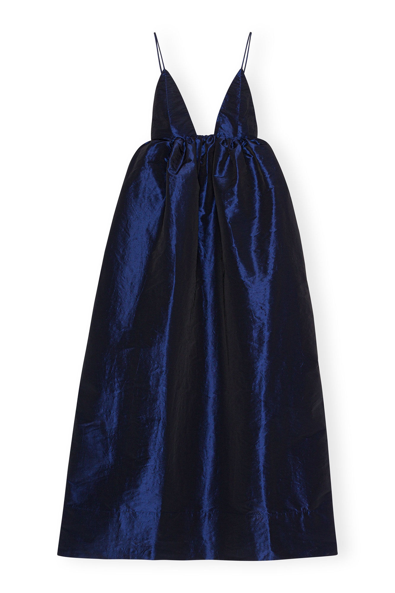 NAVY SHINY TAFFETA STRAP DRESS - 6