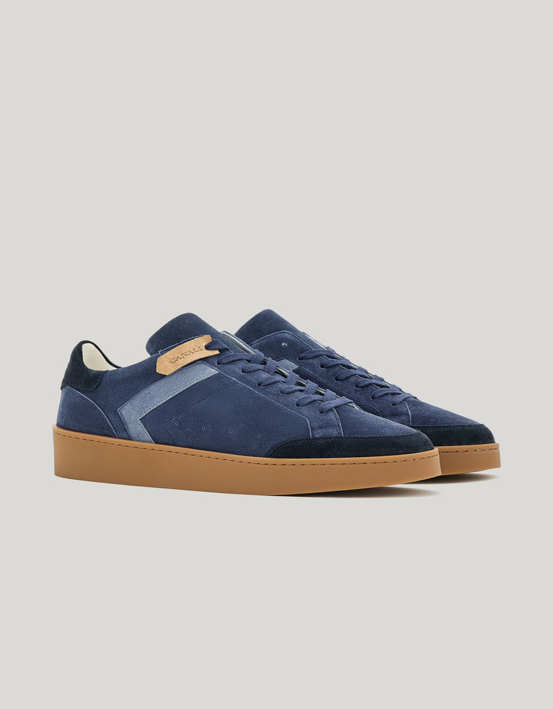 CANALI NUVOLA LIGHT BLUE AND GRAY SNEAKERS IN CALFSKIN SUEDE 1