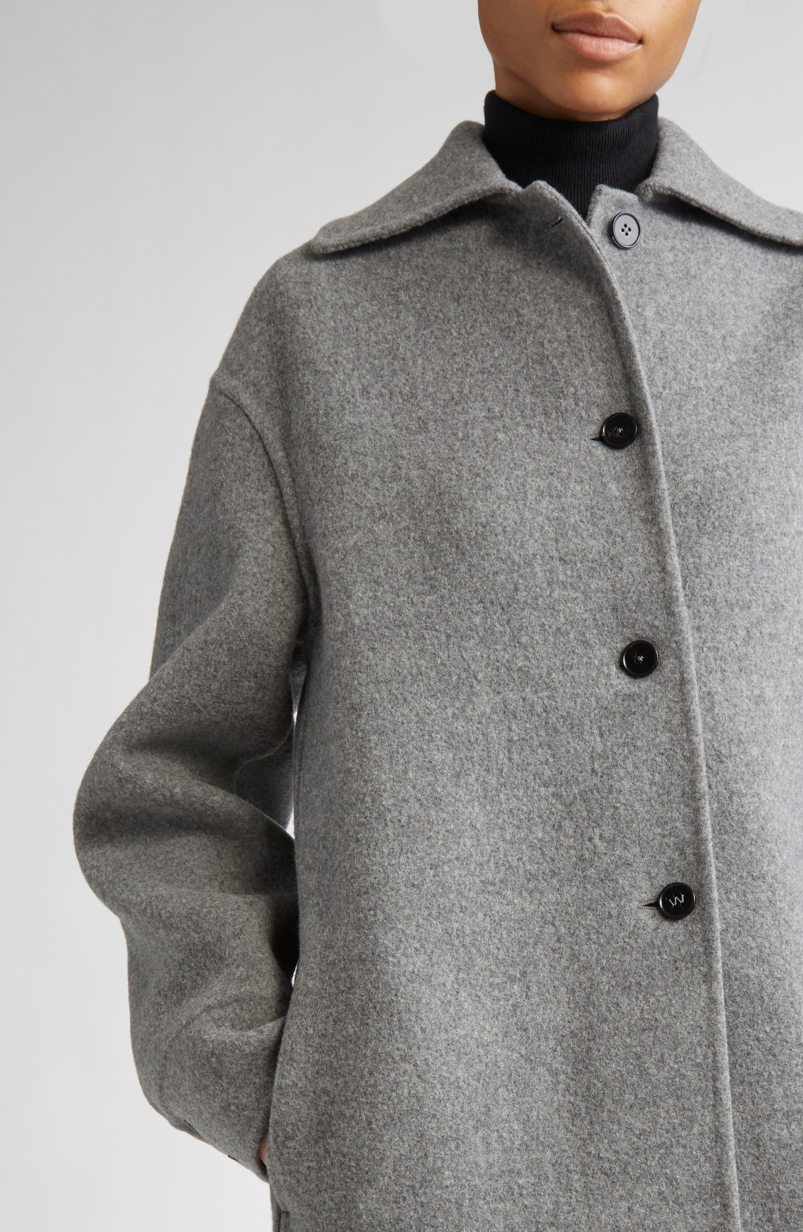Jil Sander Relaxed Virgin Wool Coat in Pebble at Nordstrom - 5