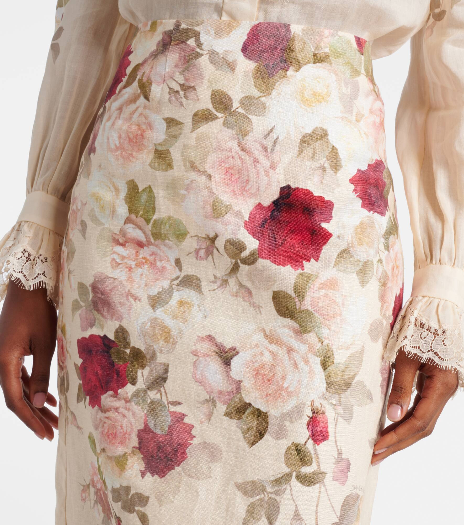 Hypnotic floral linen pencil skirt - 4