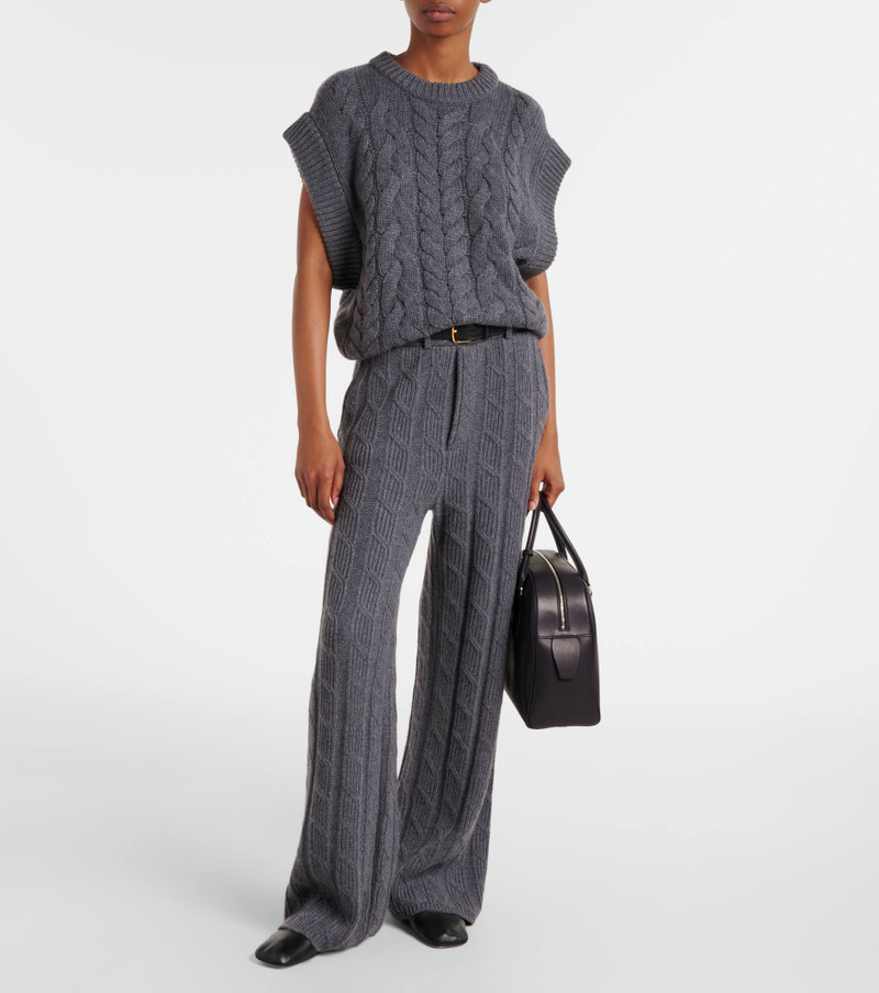 LISA YANG Ebba cable-knit cashmere wide-leg pants outlook