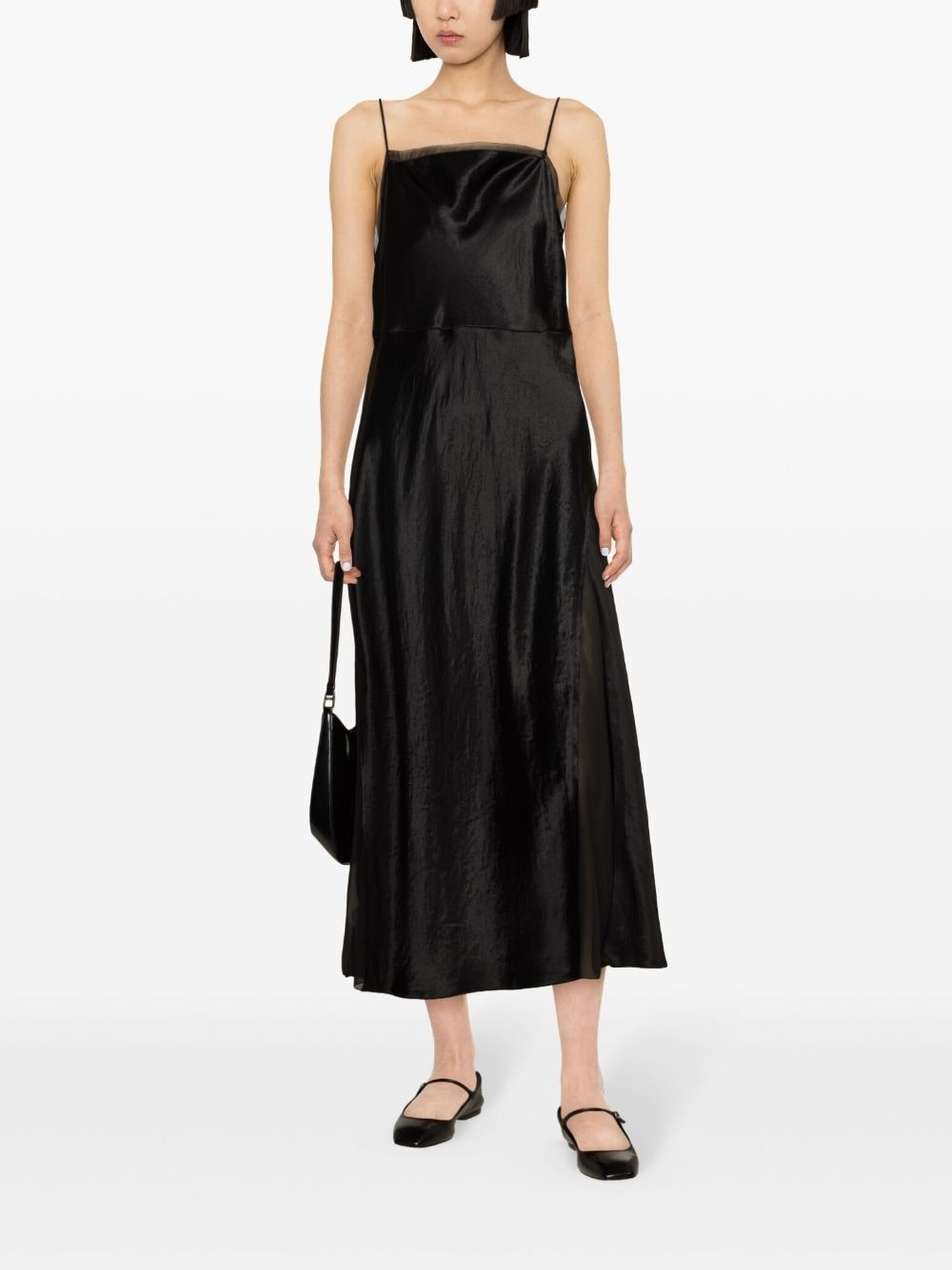 sheer-panelled silk slip dress - 2