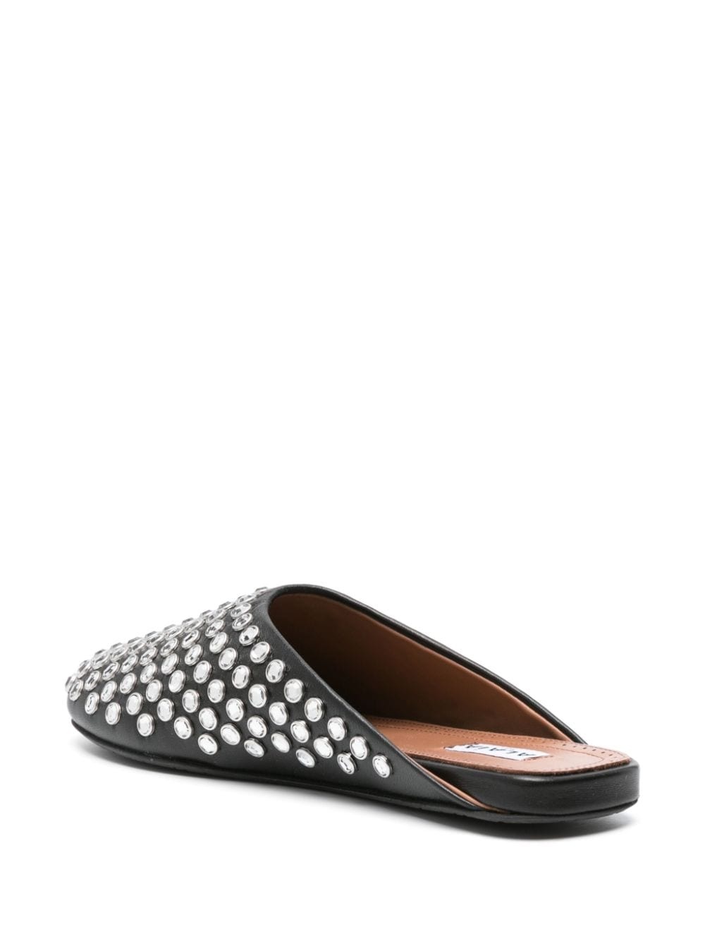crystal-embellished leather mules - 3